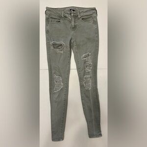 American Eagle Outfitters Olive Green Skinny Jeans -Size 4